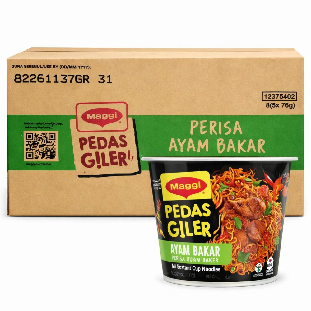 Maggi Pedas Giler Ayam Bakar 93g x 12 - Trader Max