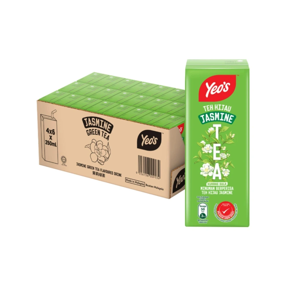 Yeo's Jasmine Green Tea Kotak 250ml x 24 - Trader Max